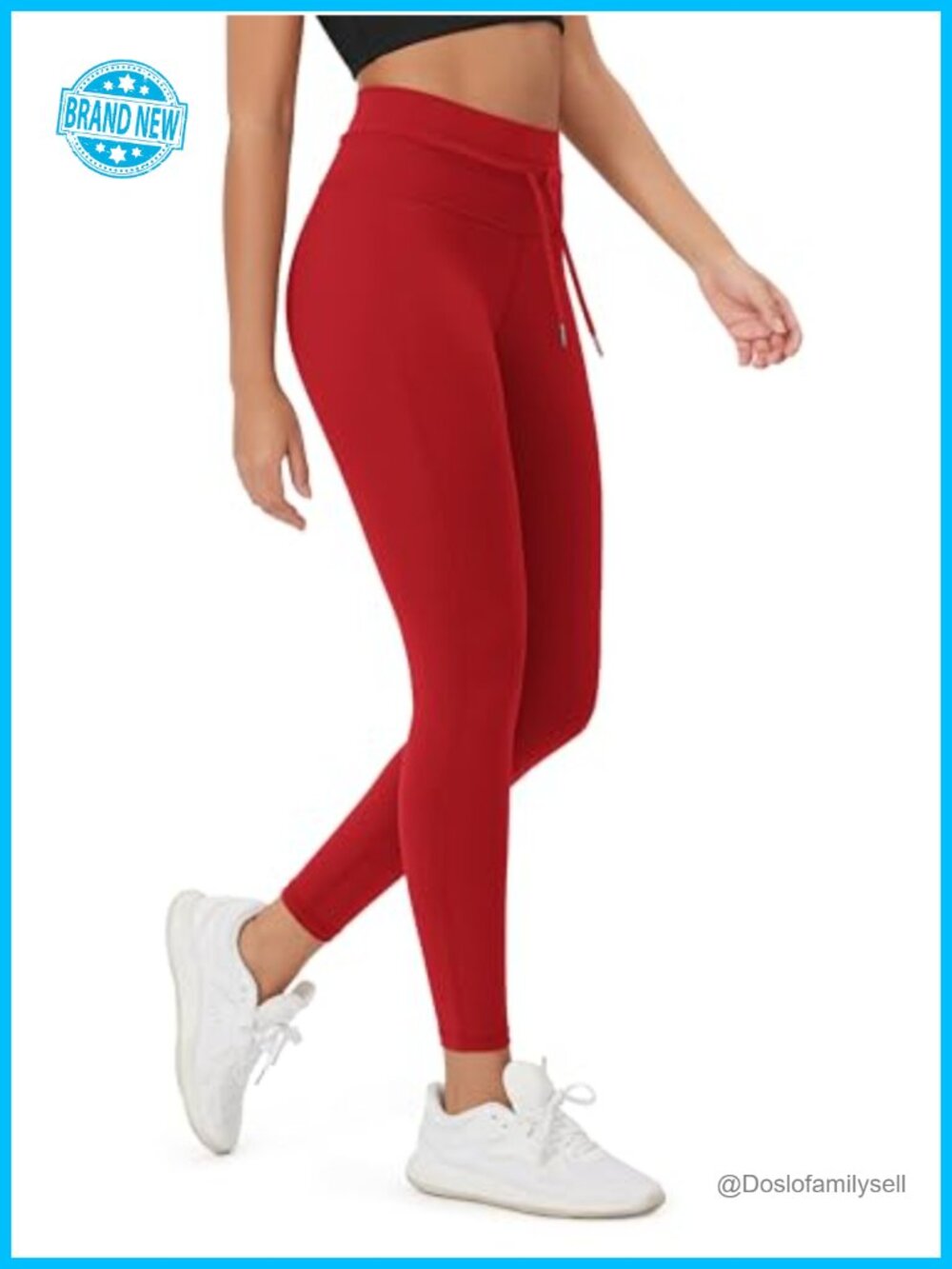 High Waist Drawstring Leggings 25" Yoga Pants 4-Way Stretch